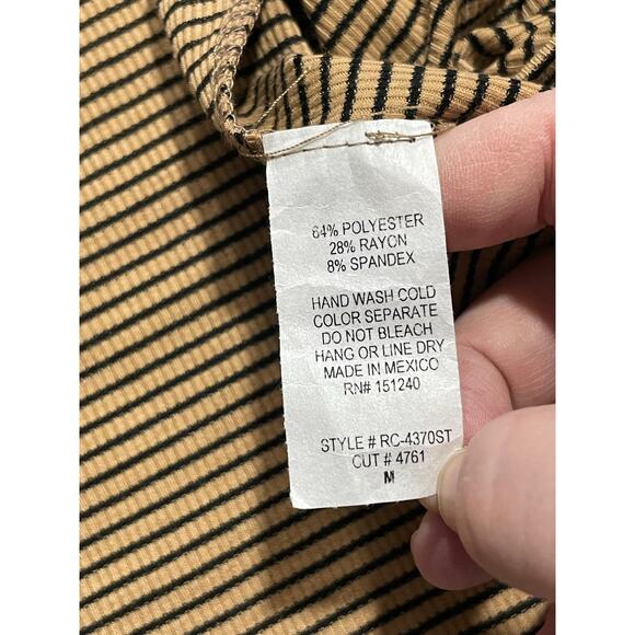Y2K Rolla Coster Dress Ribbed Striped Bodycon Maxi Sz Medium Tan RC-4370ST 4761 - Picture 8 of 9